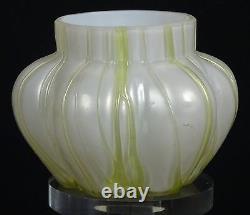 Antique Bohemian Kralik Art Nouveau Green Iridescent Art Glass Vase 3.75