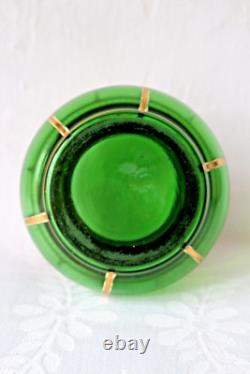 Antique Bohemian Moser green glass gilt enamel vase 1880-1910