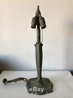 Antique Bradley Hubbard Arts & Crafts Bronze & Glass Lamp Vintage Art Nouveau