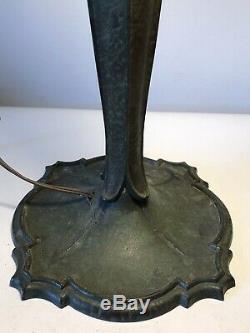 Antique Bradley Hubbard Arts & Crafts Bronze & Glass Lamp Vintage Art Nouveau
