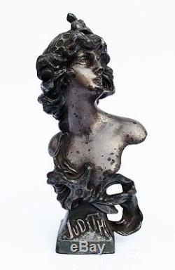 Antique C 1890 Art Nouveau Cast Spelter Bust Judith by sculptor Franz Iffland