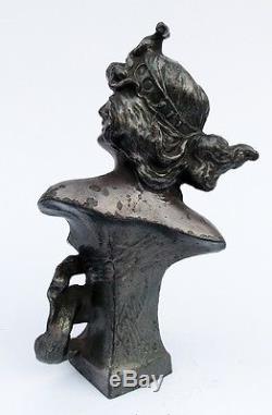 Antique C 1890 Art Nouveau Cast Spelter Bust Judith by sculptor Franz Iffland