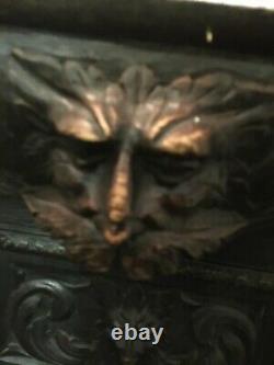 Antique Carved Green Man Solid Wood Sideboard