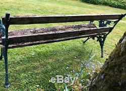 Antique Cast Iron & Oak Falkirk Blackberry Design Garden Bench