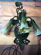 Antique Cast Metal Pond Lily 3 Light Wall Sconce With Lundberg Shades (13)