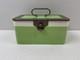 Antique Ceramic Biscuit Tin Barrel Lunch Box German Art Nouveau Lime Green Jar