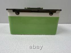Antique Ceramic Biscuit Tin Barrel Lunch Box German Art Nouveau Lime Green Jar