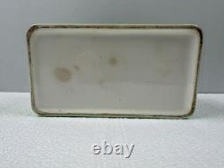Antique Ceramic Biscuit Tin Barrel Lunch Box German Art Nouveau Lime Green Jar