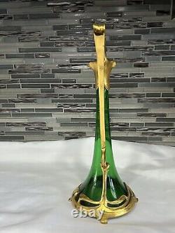 Antique Claret Jug Green Glass Art Nouveau/Art Deco (No Stopper) Possibly WMF