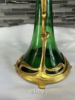 Antique Claret Jug Green Glass Art Nouveau/Art Deco (No Stopper) Possibly WMF