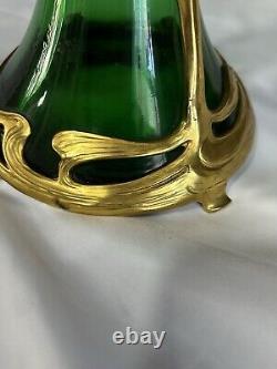 Antique Claret Jug Green Glass Art Nouveau/Art Deco (No Stopper) Possibly WMF