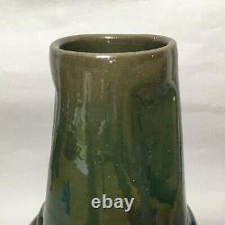 Antique Clement Massier Golfe Juan Iridescent Green- French Art Pottery Vase