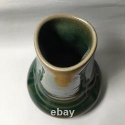 Antique Clement Massier Golfe Juan Iridescent Green- French Art Pottery Vase