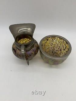 Antique Czech Art Nouveau Jugendstil Kralik Loetz Cream Jug And Sugar Bowl C1910