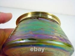 Antique Czech Art Nouveau Jugendstil Kralik Loetz Glass Inkwell Powder Box 1910