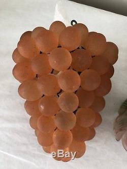 Antique Czech Art Nouveau Murano Glass Grape Cluster Fruit Lamp Wall Sconce