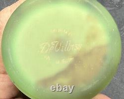 Antique DeVilbiss Art Nouveau Green Satin Glass Perfume Bottle with Atomizer