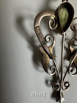 Antique Edwardian 9ct Gold Art Nouveau Peridot Seed Pearl Pendant