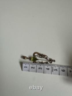 Antique Edwardian 9ct Gold Art Nouveau Peridot Seed Pearl Pendant