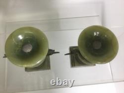 Antique Edwardian Green Onyx Vases, Neo-Classical, Art Nouveau, 1890-1910