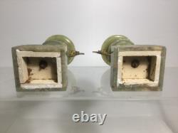 Antique Edwardian Green Onyx Vases, Neo-Classical, Art Nouveau, 1890-1910