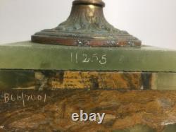 Antique Edwardian Green Onyx Vases, Neo-Classical, Art Nouveau, 1890-1910