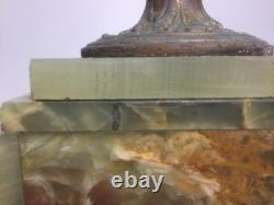 Antique Edwardian Green Onyx Vases, Neo-Classical, Art Nouveau, 1890-1910