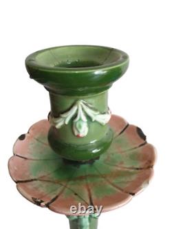 Antique Eichwald Majolica Candlestick Holder #2769 Art Nouveau Circa 1910