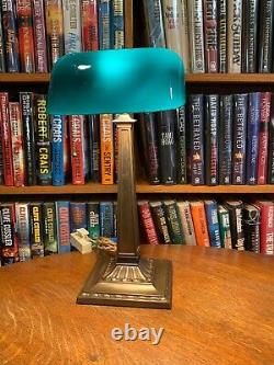 Antique Emeralite Bankers Desk Lamp 8734 B Green Cased Shade Miller B & H