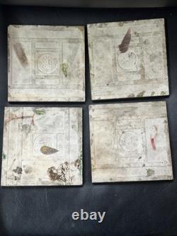 Antique English Art Nouveau Tiles (Set of 4) c. 1900
