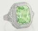 Antique Estate 14k White Gold 2.50ct Lime Green Peridot Filigree Art Deco Ring
