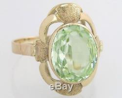 Antique Estate 14K Yellow Gold 6.00ct Lime Green Peridot Art Deco Dinner Ring
