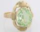 Antique Estate 14k Yellow Gold 6.00ct Lime Green Peridot Art Deco Dinner Ring
