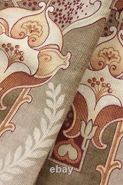 Antique Fabric Art Nouveau Design Printed Cotton French With Green Tones