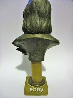 Antique Franz Iffland Bronze Bust Figural 19c Base Column 6 Persian Green Onyx