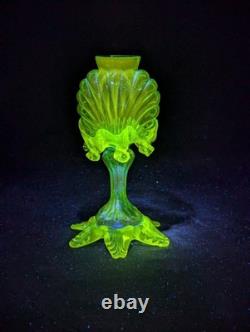 Antique Franz Welz Czech Art Nouveau Glass Bud Vase UV Reactive Uranium Rare