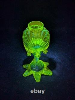 Antique Franz Welz Czech Art Nouveau Glass Bud Vase UV Reactive Uranium Rare
