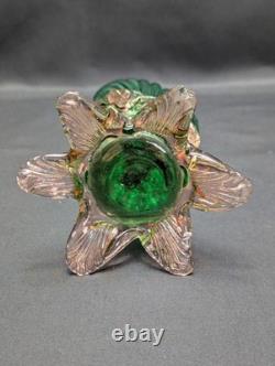 Antique Franz Welz Czech Art Nouveau Glass Bud Vase UV Reactive Uranium Rare