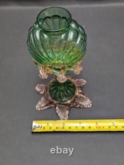 Antique Franz Welz Czech Art Nouveau Glass Bud Vase UV Reactive Uranium Rare