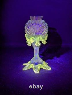 Antique Franz Welz Czech Art Nouveau Glass Bud Vase UV Reactive Uranium Rare