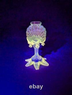 Antique Franz Welz Czech Art Nouveau Glass Bud Vase UV Reactive Uranium Rare