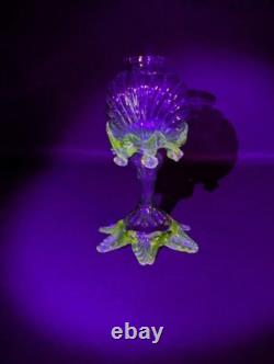Antique Franz Welz Czech Art Nouveau Glass Bud Vase UV Reactive Uranium Rare
