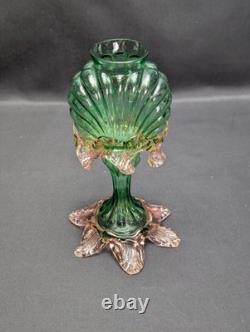 Antique Franz Welz Czech Art Nouveau Glass Bud Vase UV Reactive Uranium Rare