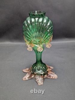 Antique Franz Welz Czech Art Nouveau Glass Bud Vase UV Reactive Uranium Rare