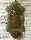 Antique French Art Nouveau Bronze Green Onyx Holy Water Font Virgin Mary C1910