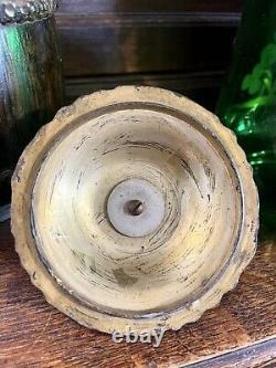 Antique French Art Nouveau Emerald Green Art Glass Bronze Biscuit Barrel