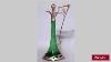 Antique French Art Nouveau Green Glass Decanter With Bronze