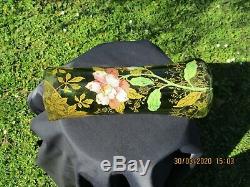 Antique French Art Nouveau Legras Montjoye Glass Green Enameled Vase Dahlia