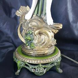 Antique French BRONZE LAMP Auguste Moreau Style Lady Musical 3 Arms PARIS FRANCE