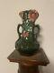 Antique French Majolica Art Nouveau Vase 11 1/2 Daisy Georges Martel 1895 Green